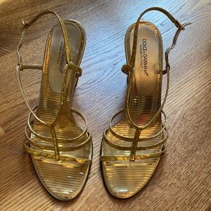 Gold Dolce and Gabbana wedge sandals